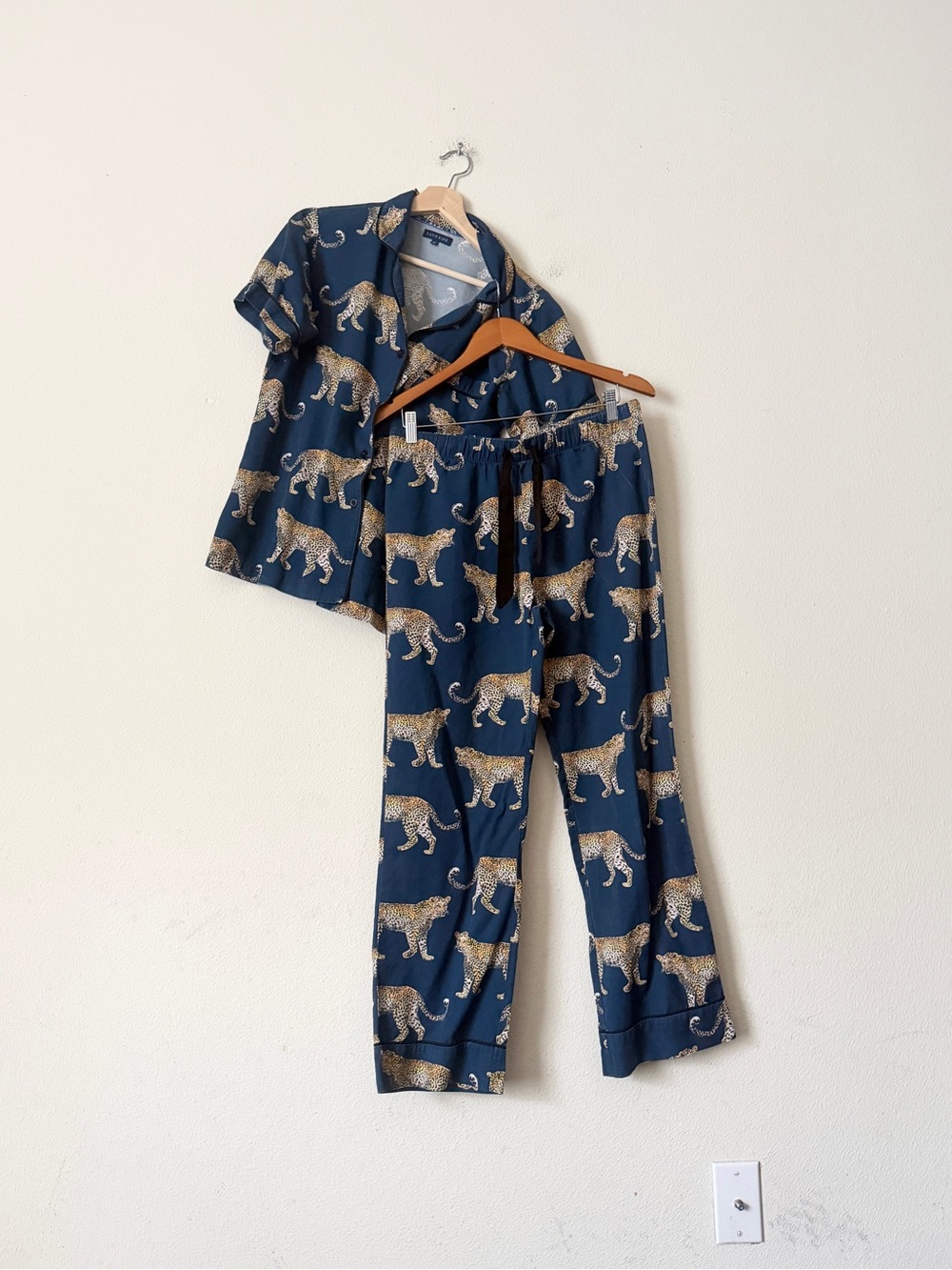 Katie Kime SMALL blue leopard print pajama sleep set